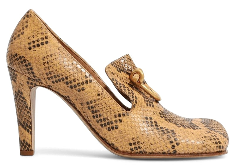 Bottega Veneta Python Leather Pattern Pumps Brown (Women's)
