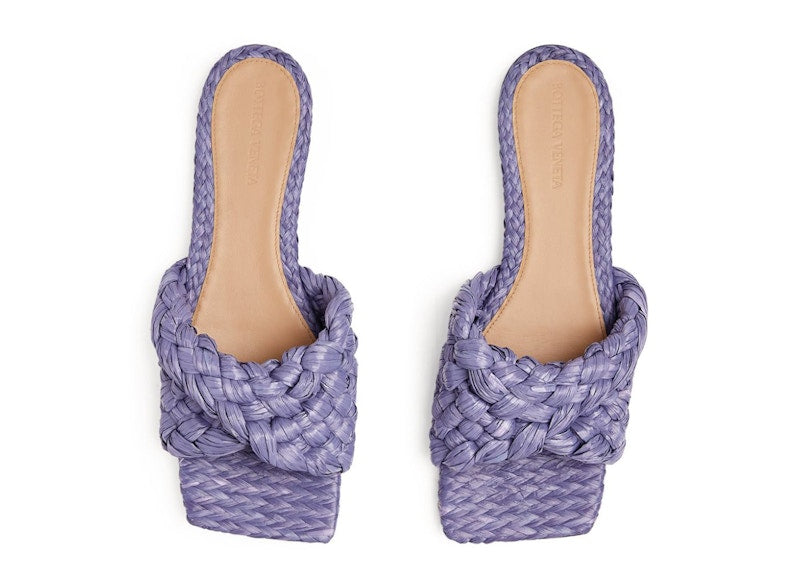 Bottega Veneta Raffia Stretch Flat Sandals Lavender (Women's)