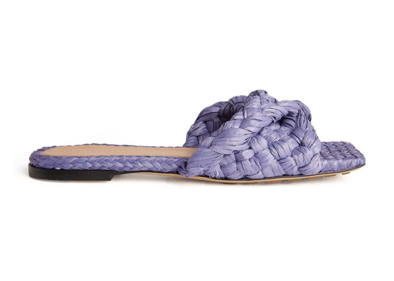 Bottega Veneta Raffia Stretch Flat Sandals Lavender (Women's)
