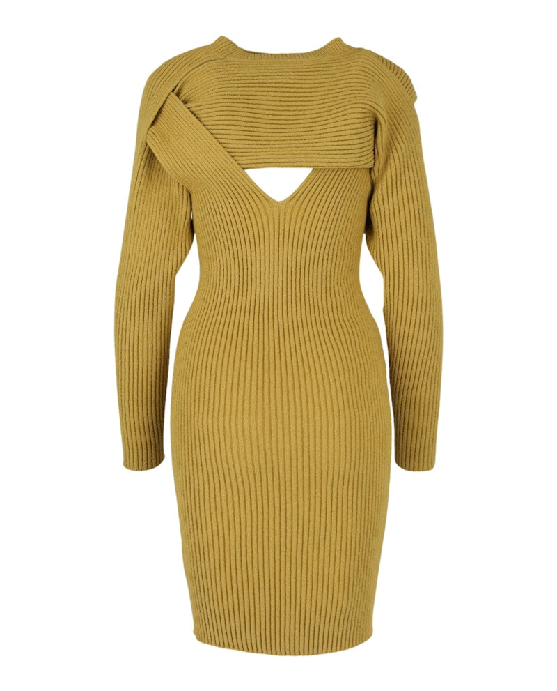 Bottega Veneta Ribbed-Knit Dress Pear