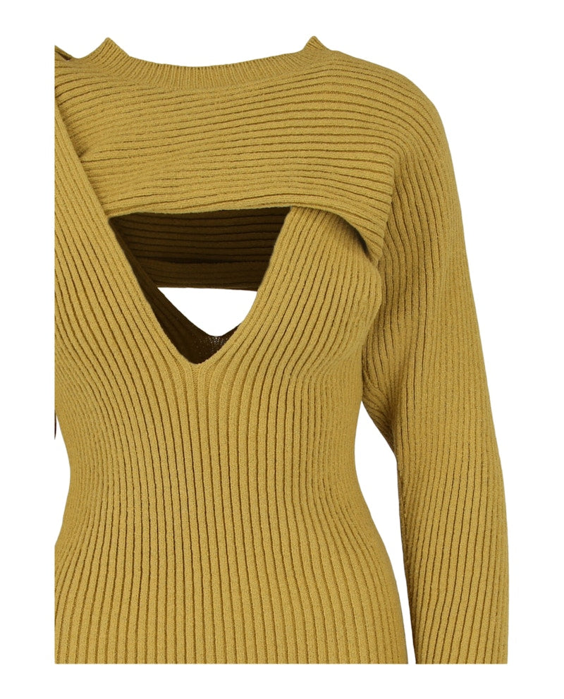 Bottega Veneta Ribbed-Knit Dress Pear
