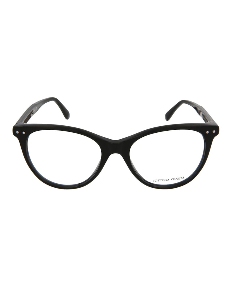 Bottega Veneta Round-Frame Acetate Optical Frames Black Grey Transparent (BV0129O-30001667-001)