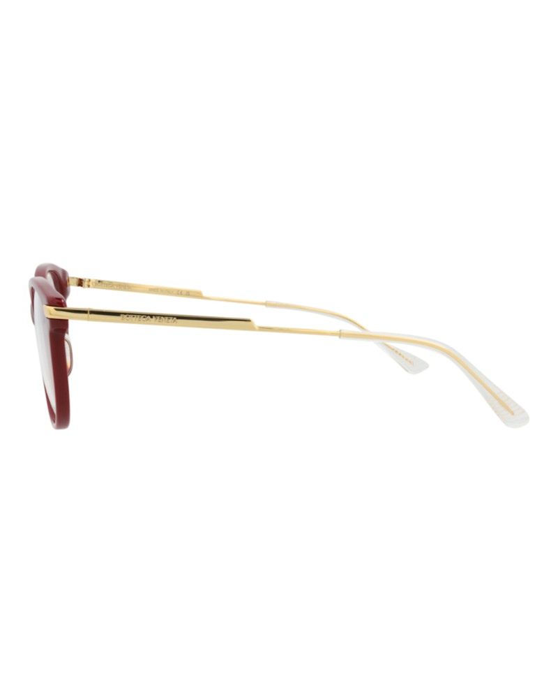 Bottega Veneta Round-Frame Acetate Optical Frames Burgundy Gold Transparent (BV1039O-30008542-004)