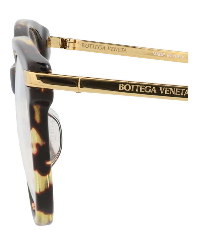 Bottega Veneta Round-Frame Acetate Optical Frames Havana Gold Transparent (BV1039O-30008542-002)