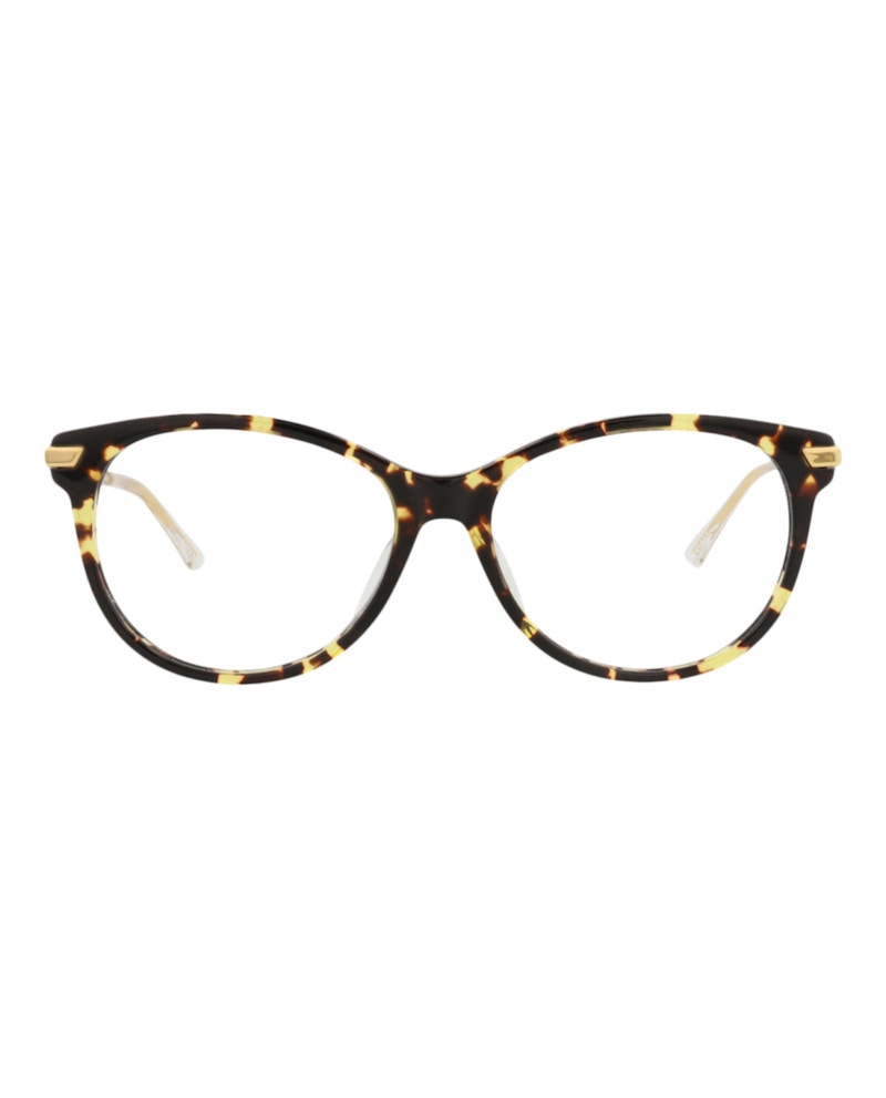 Bottega Veneta Round-Frame Acetate Optical Frames Havana Gold Transparent (BV1039O-30008542-002)