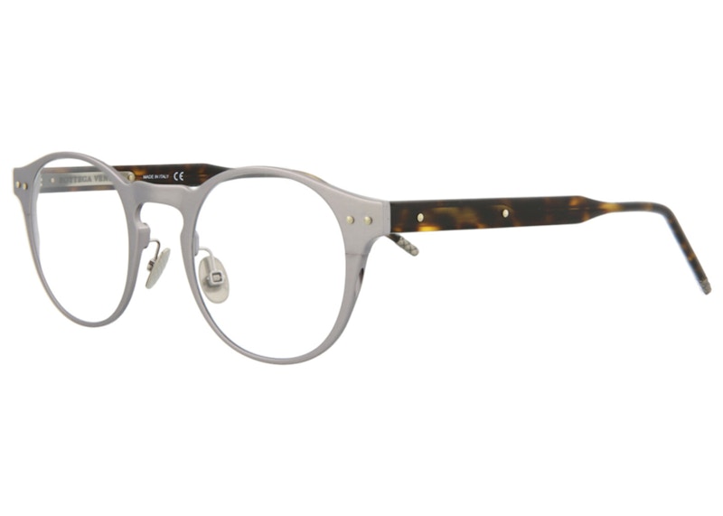 Bottega Veneta Round-Frame Alluminium Optical Frames Ruthenium/Havana/Transparent (BV0180O-30002475-002-00315)