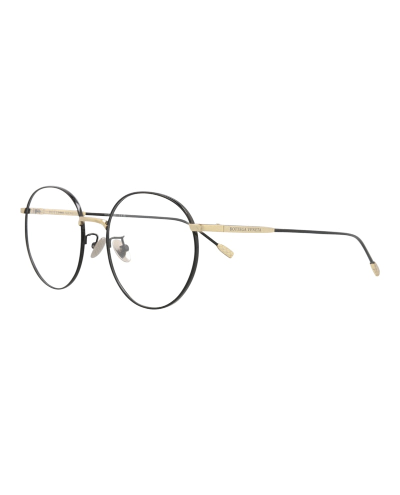 Bottega Veneta Round-Frame Metal Optical Frames Black Black Transparent (BV0214O-30003010-001)
