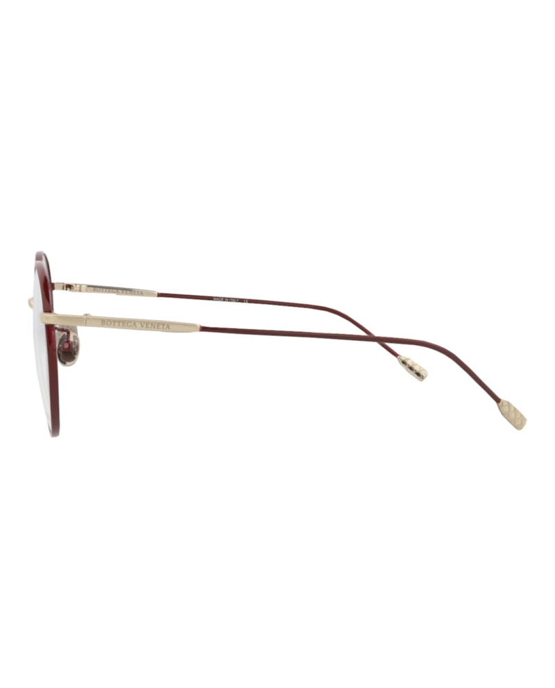 Bottega Veneta Round-Frame Metal Optical Frames Burgundy Burgundy Transparent (BV0214O-30003010-003)