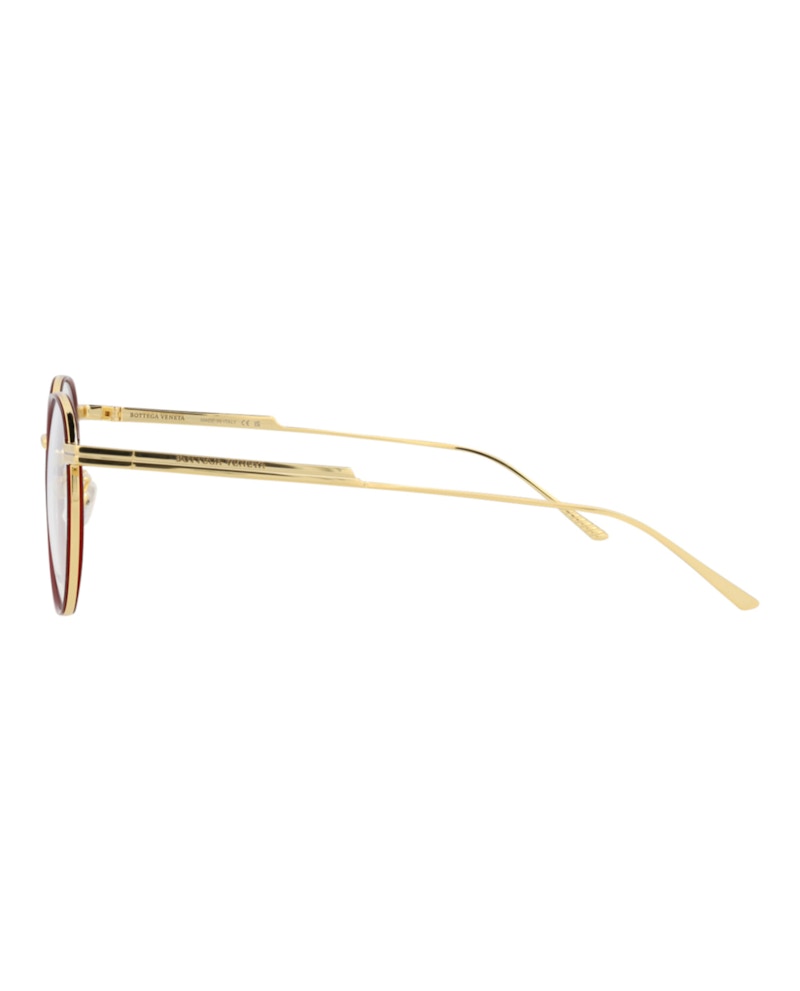 Bottega Veneta Round-Frame Metal Optical Frames Gold Gold Transparent (BV1017O-30008320-004)