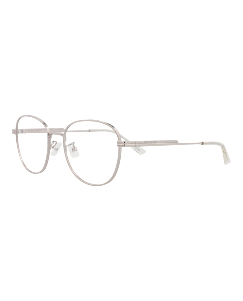 Bottega Veneta Round-Frame Metal Optical Frames Ruthenium Ruthenium Transparent (BV1044O-30008519-003)