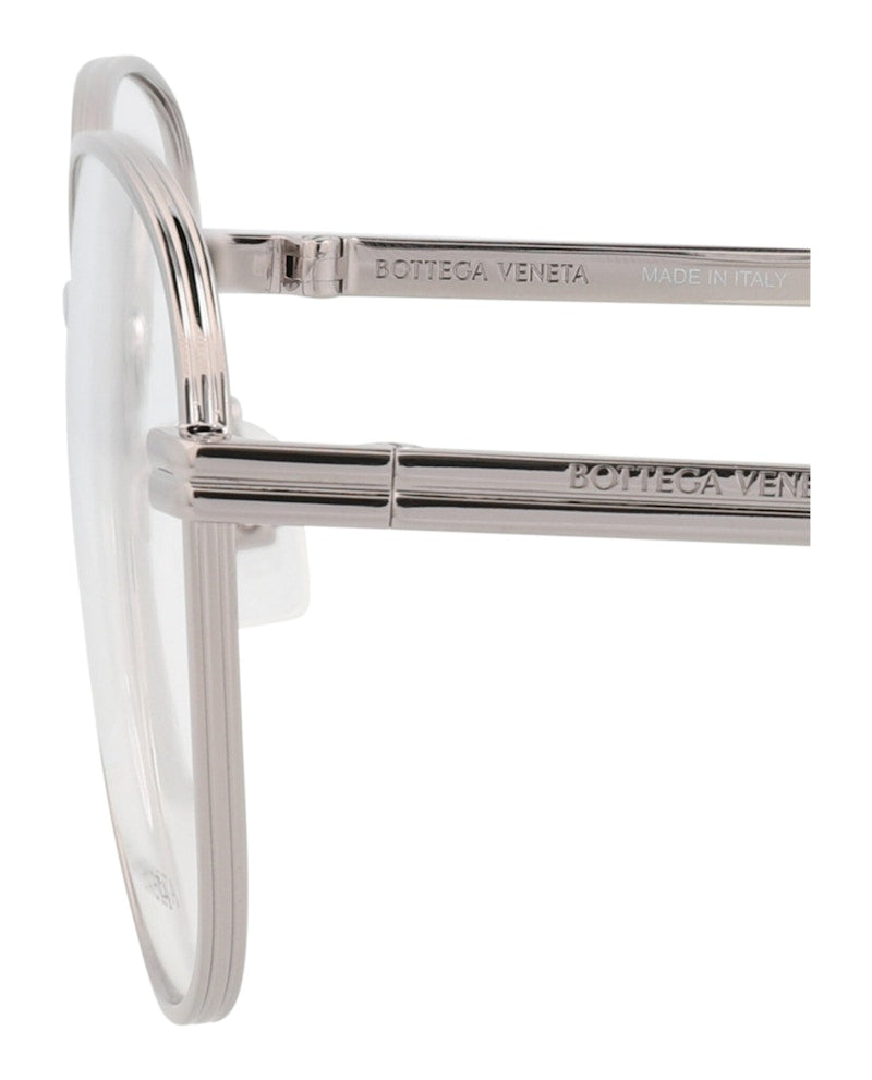 Bottega Veneta Round-Frame Metal Optical Frames Ruthenium Ruthenium Transparent (BV1044O-30008519-003)