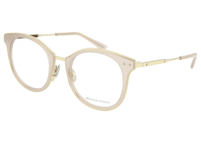 Bottega Veneta Round-Frame Optical Frames Shiny Opal/Pink Shine (BV0066O-30000546-004)