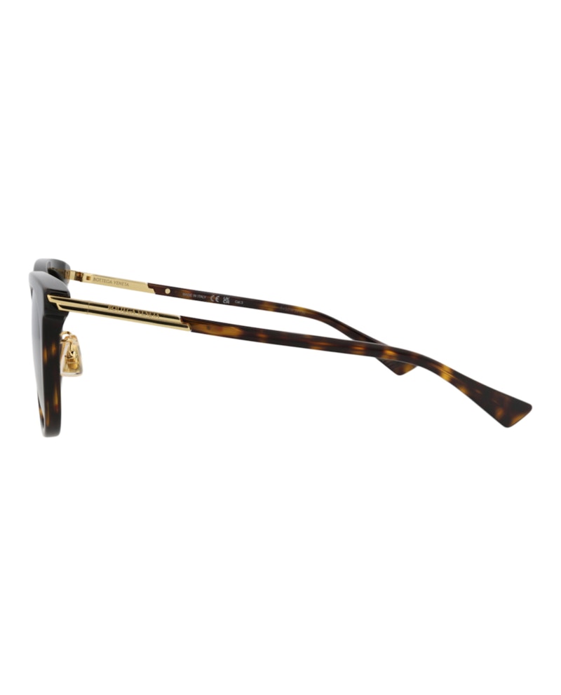 Bottega Veneta Round-Frame Recycled Acetate Sunglasses Havana Gold Brown (BV1298SA-30015199-002)