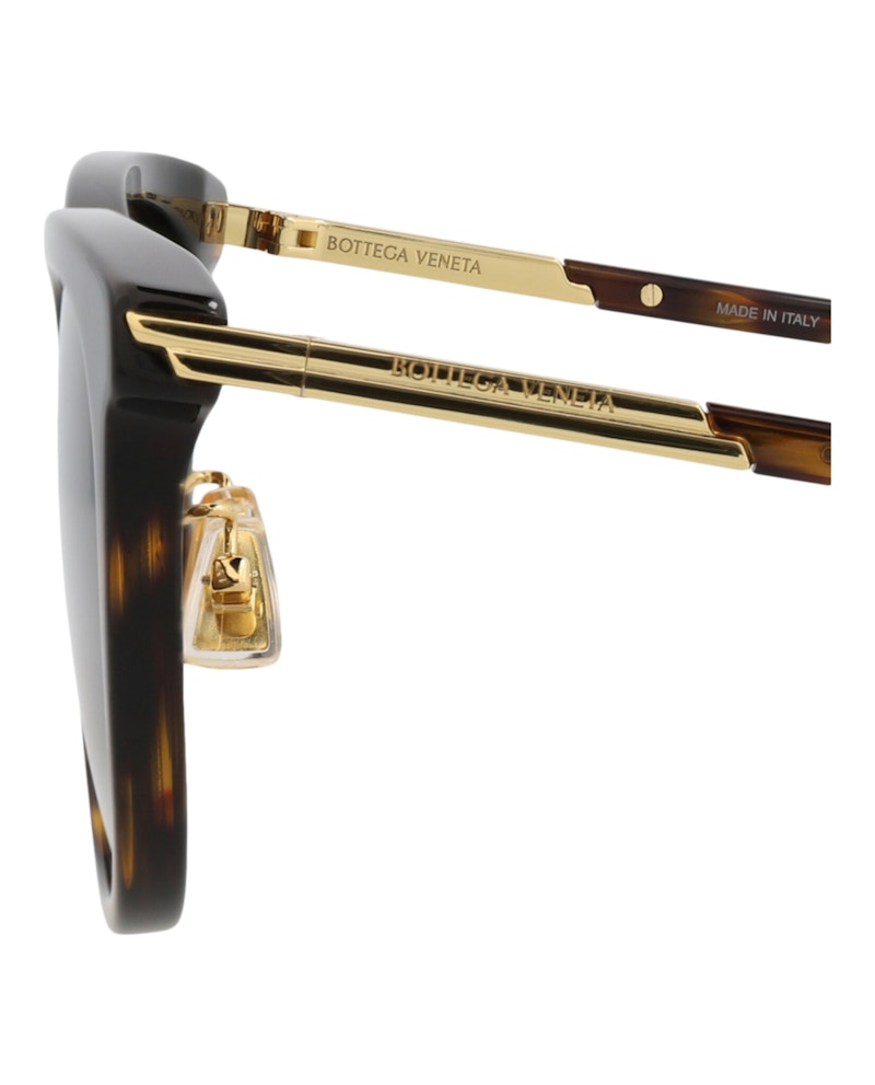 Bottega Veneta Round-Frame Recycled Acetate Sunglasses Havana Gold Brown (BV1298SA-30015199-002)