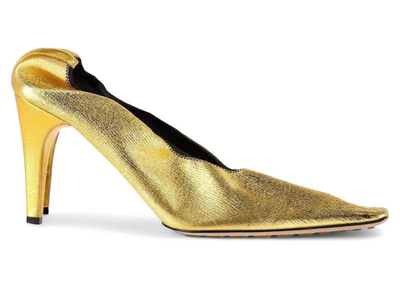 Bottega Veneta Sharpei Metallic Square-Toe Pumps Gold (Women's)