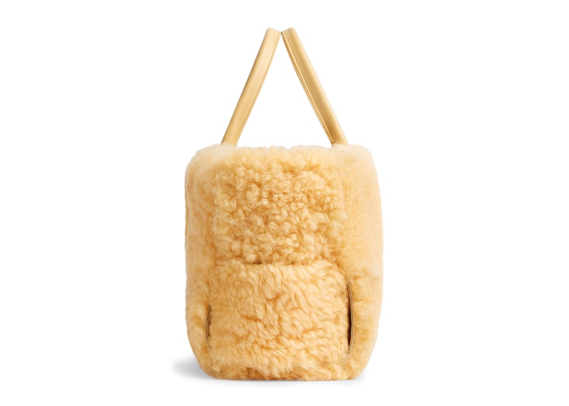 Bottega Veneta Shearling Arco Tote Small Intrecciato Teddy