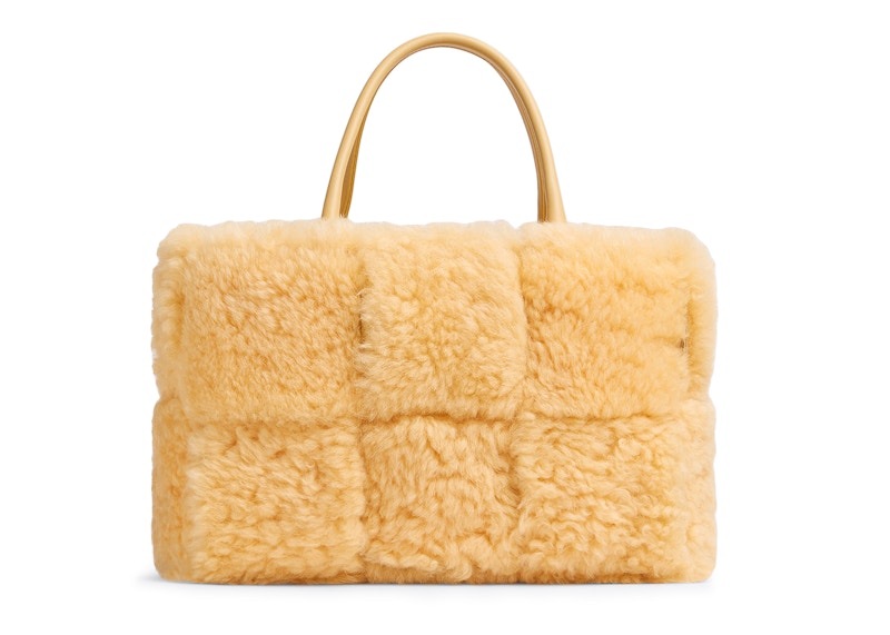 Bottega Veneta Shearling Arco Tote Small Intrecciato Teddy