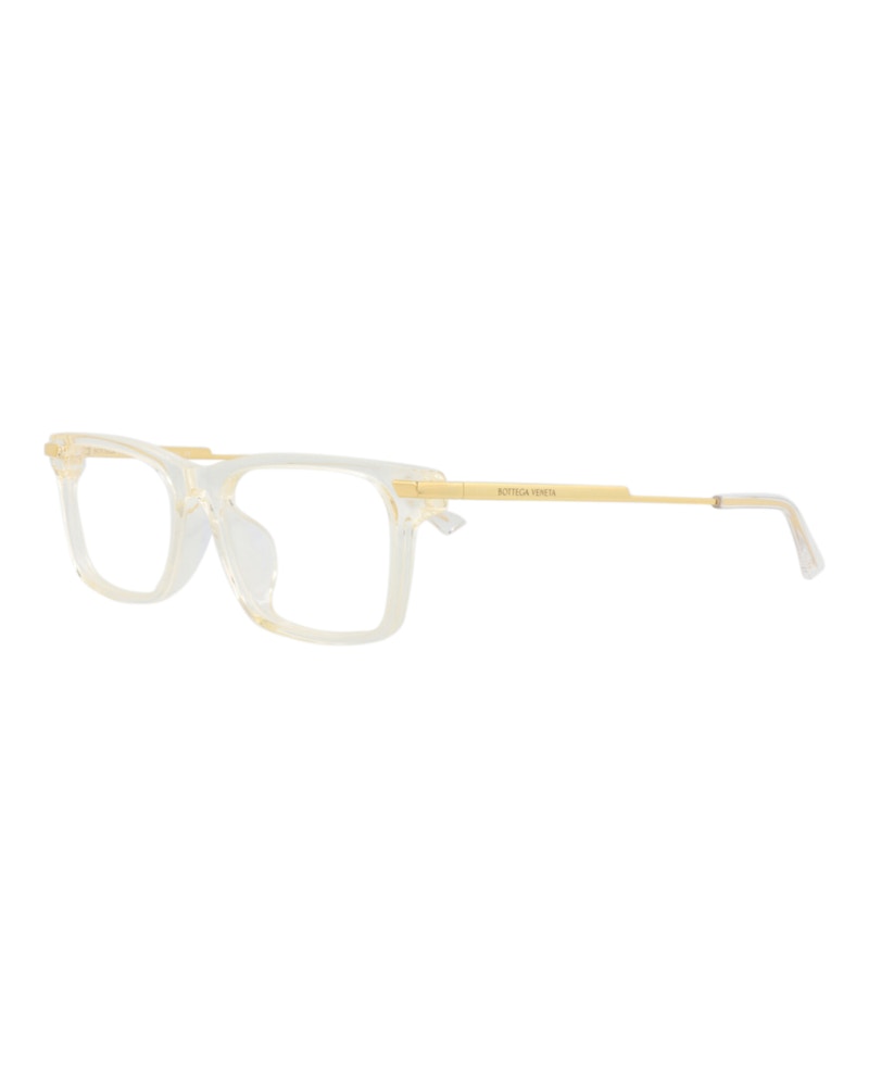 Bottega Veneta Square-Frame Acetate Optical Frames Beige Gold Transparent (BV1040OA-30008545-003)