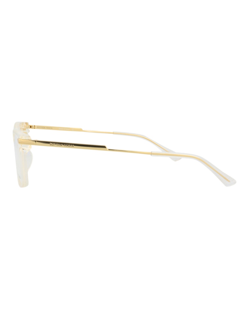 Bottega Veneta Square-Frame Acetate Optical Frames Beige Gold Transparent (BV1040OA-30008545-003)