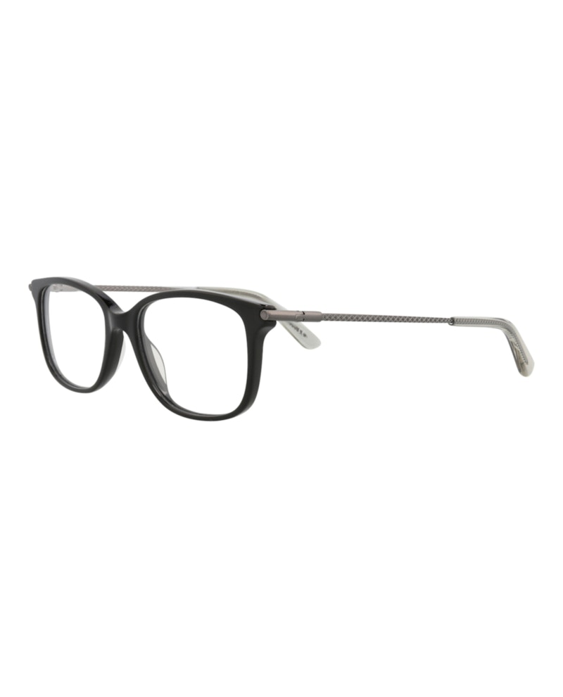 Bottega Veneta Square-Frame Acetate Optical Frames Black Ruthenium Transparent (BV0255O-30008296-001)