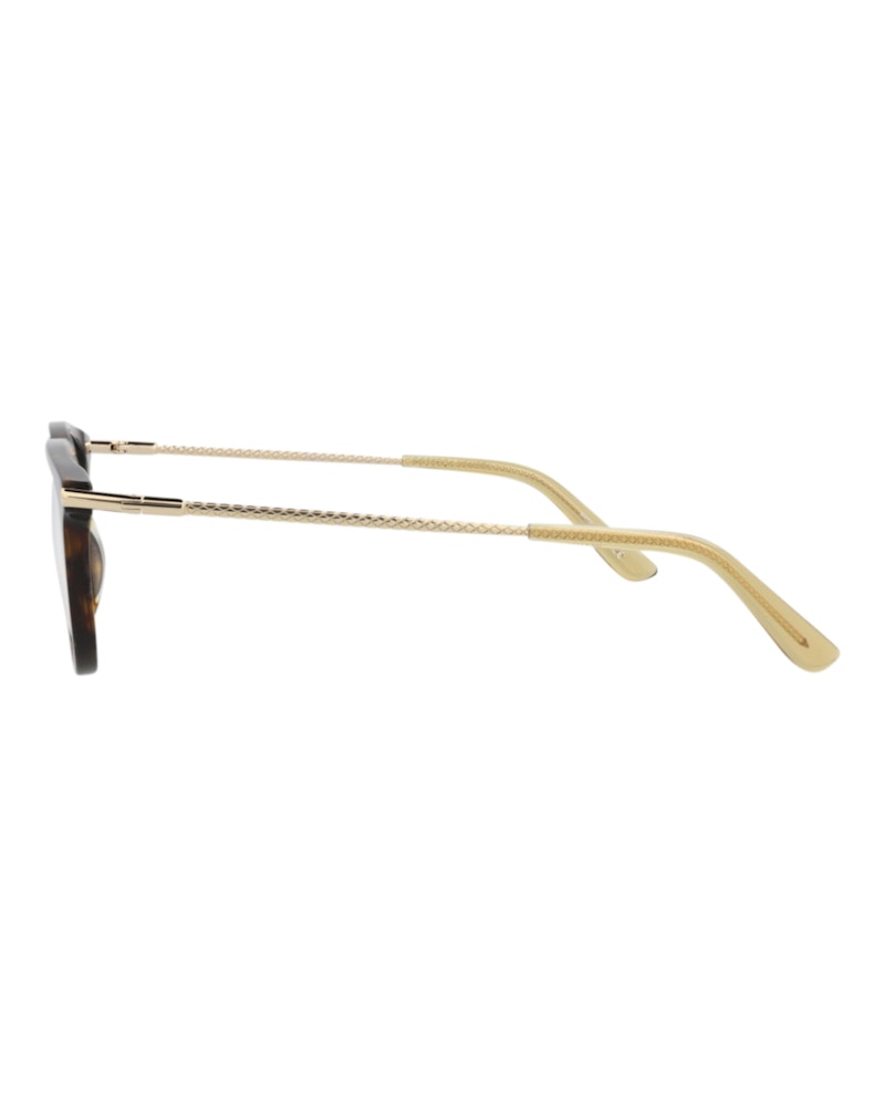 Bottega Veneta Square-Frame Acetate Optical Frames Havana Gold Transparent (BV0256O-30008297-002)