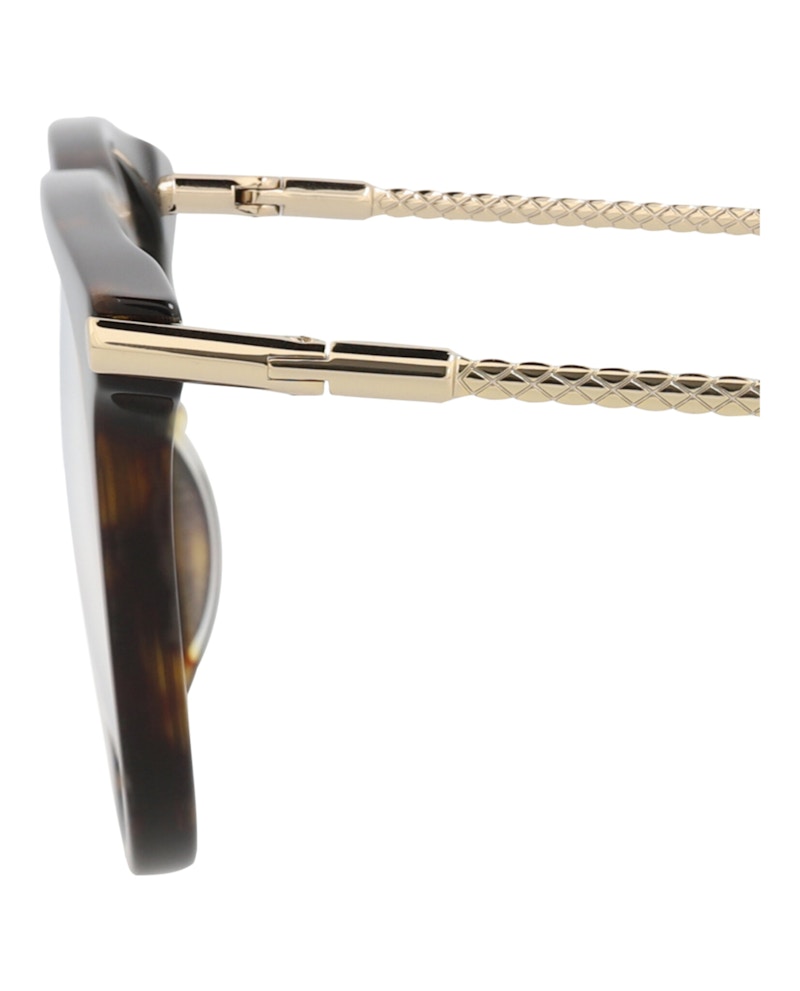 Bottega Veneta Square-Frame Acetate Optical Frames Havana Gold Transparent (BV0256O-30008297-002)
