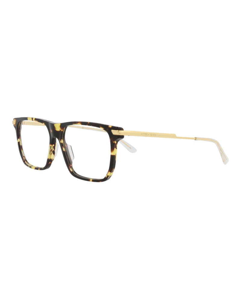 Bottega Veneta Square-Frame Acetate Optical Frames Havana Gold Transparent (BV1071O-30009023-002)