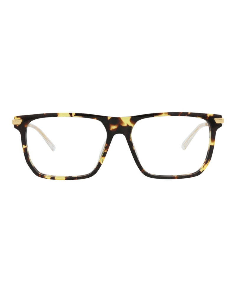 Bottega Veneta Square-Frame Acetate Optical Frames Havana Gold Transparent (BV1071O-30009023-002)
