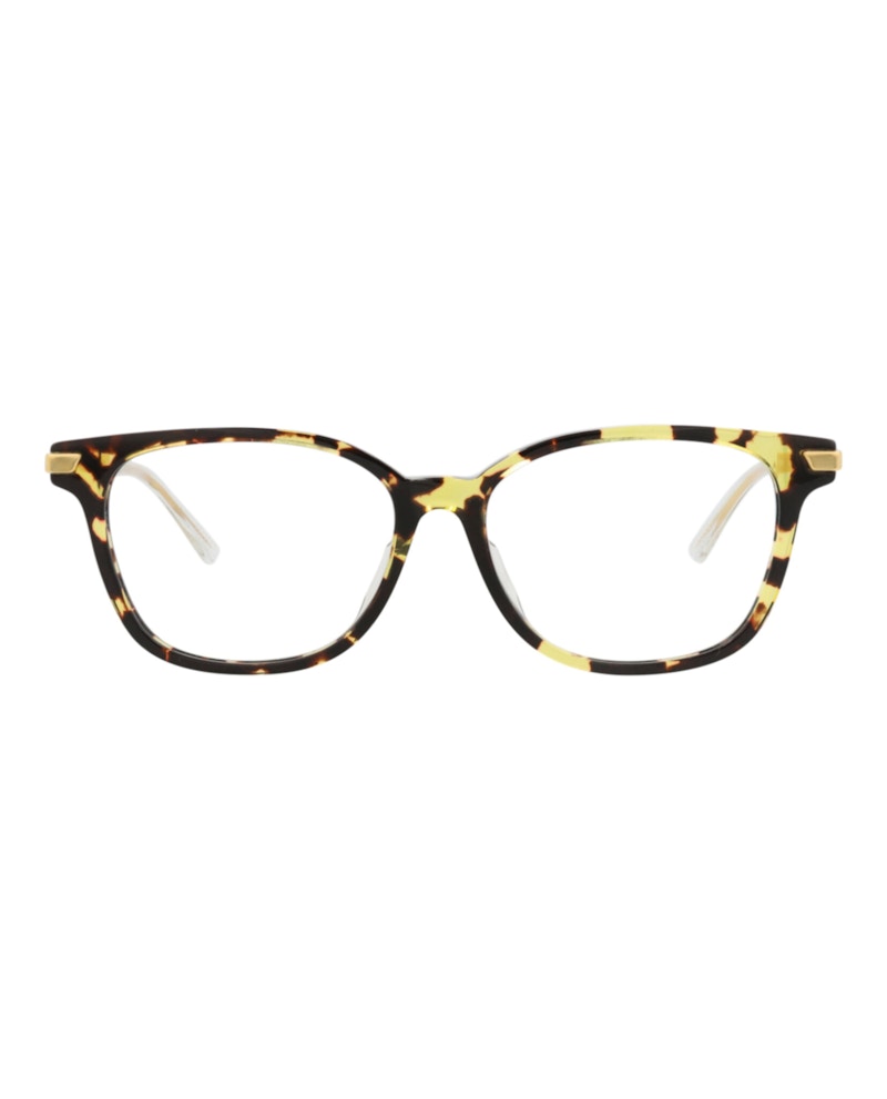 Bottega Veneta Square-Frame Acetate Optical Frames Havana Gold Transparent (BV1074OA-30009055-002)