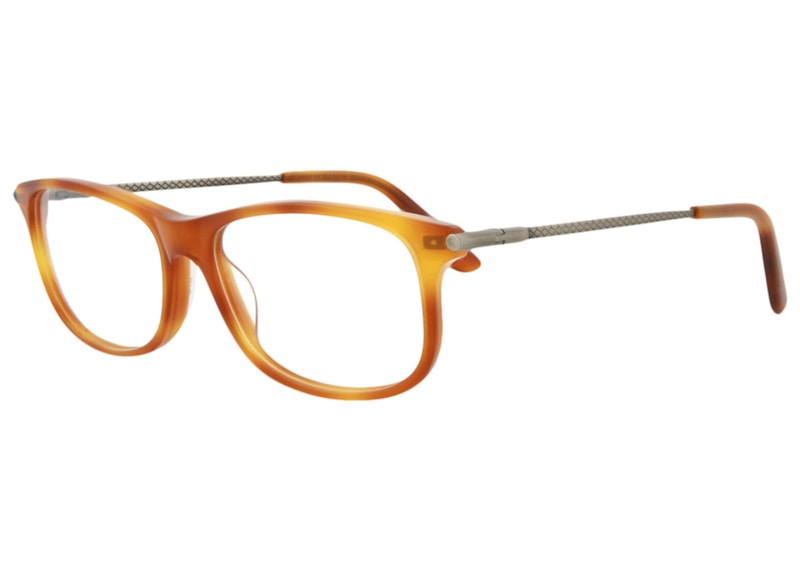 Bottega Veneta Square-Frame Acetate Optical Frames Havana/Silver/Transparent (BV0187O-30002486-003-20109)