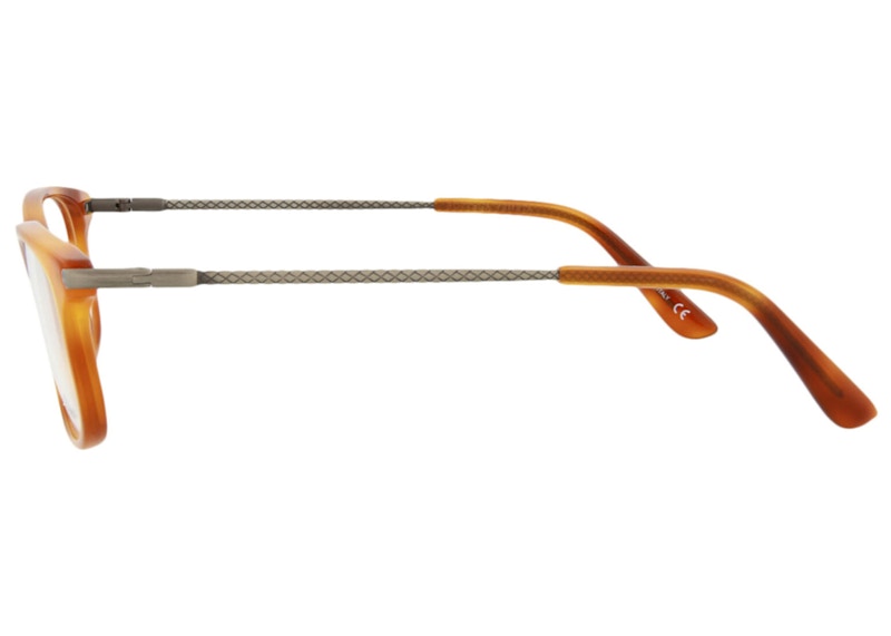 Bottega Veneta Square-Frame Acetate Optical Frames Havana/Silver/Transparent (BV0187O-30002486-003-20109)
