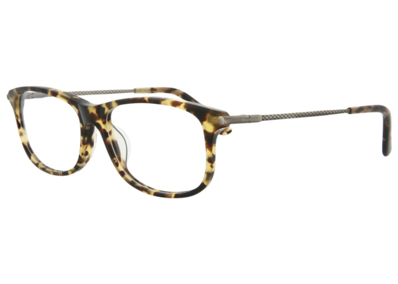 Bottega Veneta Square-Frame Acetate Optical Frames Havana/Silver/Transparent (BV0187O-30002486-004-20109)