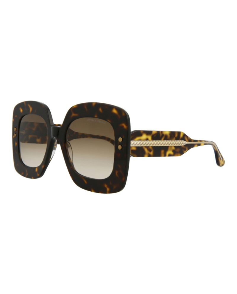 Bottega Veneta Square-Frame Acetate Sunglasses Havana/Crystal/Brown (BV0237S-30006511-002)