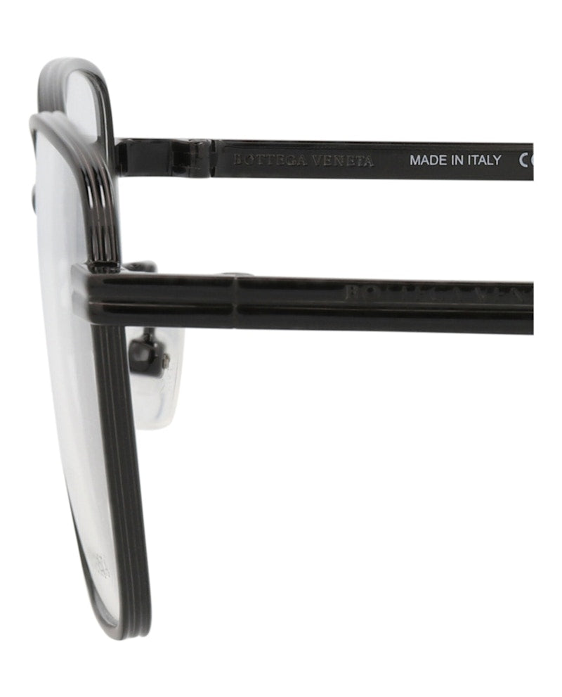 Bottega Veneta Square-Frame Metal Optical Frames Black Black Transparent (BV1015O-30008307-001)