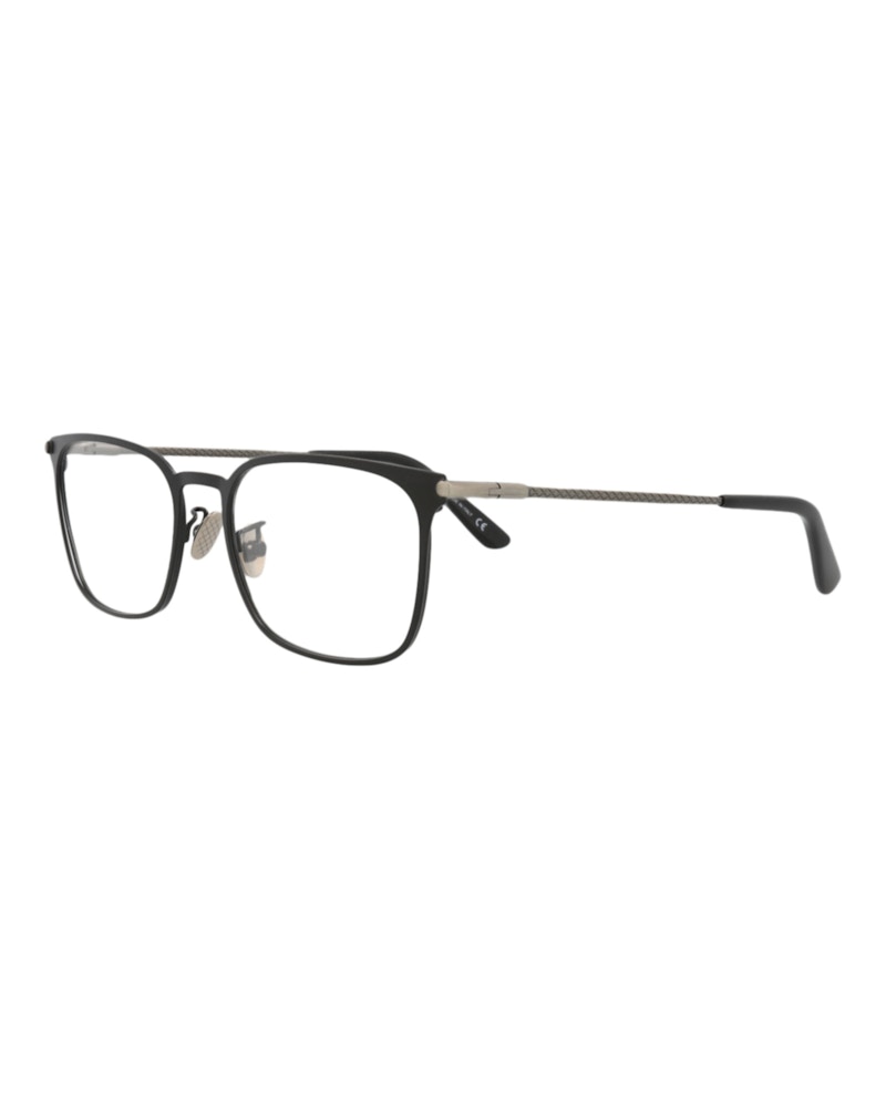 Bottega Veneta Square-Frame Metal Optical Frames Black Silver Transparent (BV0233O-30007213-001)