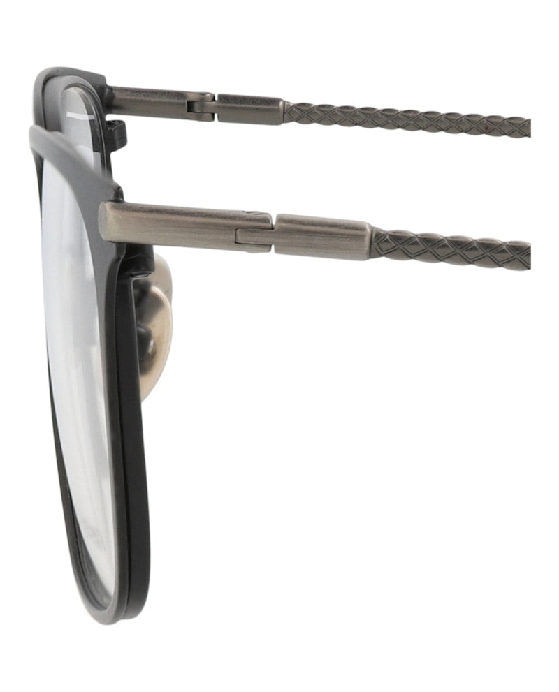 Bottega Veneta Square-Frame Metal Optical Frames Black Silver Transparent (BV0233O-30007213-001)