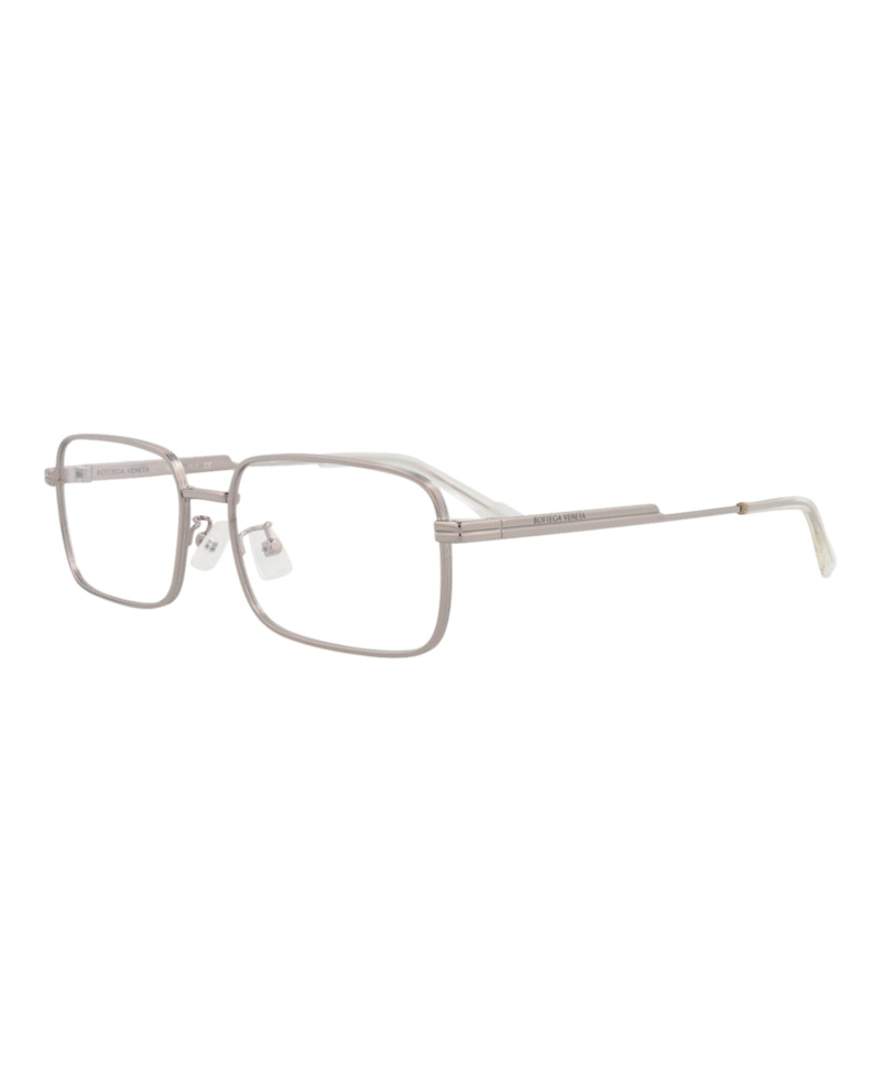 Bottega Veneta Square-Frame Metal Optical Frames Ruthenium Ruthenium Transparent (BV1043O-30008506-003)