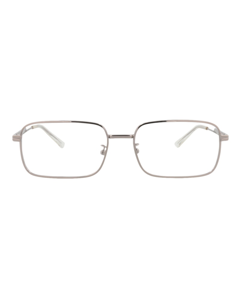 Bottega Veneta Square-Frame Metal Optical Frames Ruthenium Ruthenium Transparent (BV1043O-30008506-003)