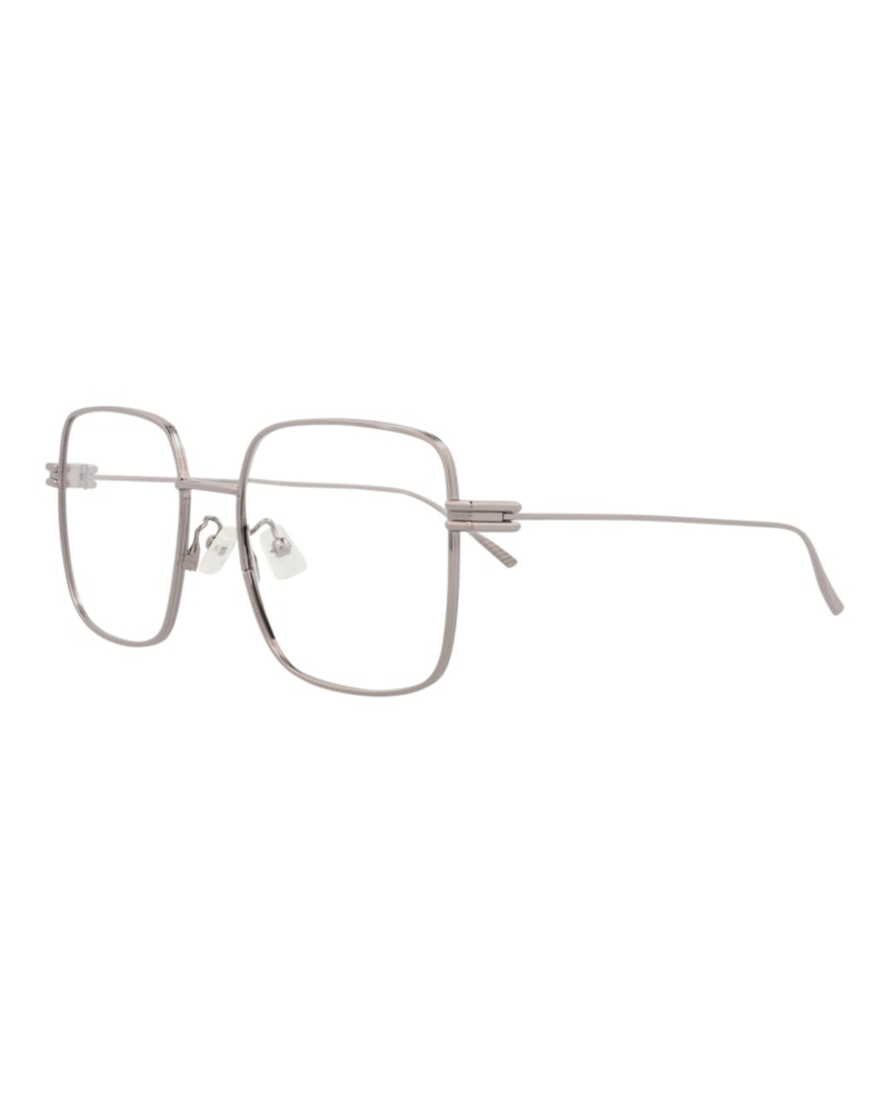 Bottega Veneta Square-Frame Metal Optical Frames Ruthenium Ruthenium Transparent (BV1049O-30008555-003)