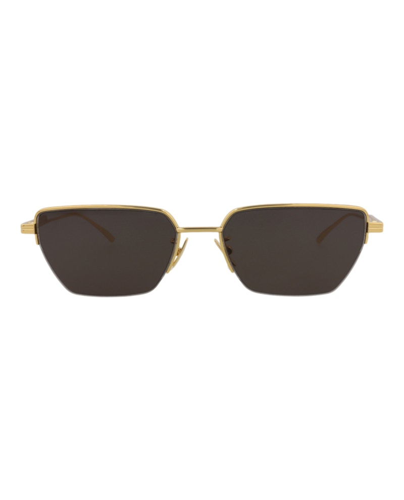 Bottega Veneta Square-Frame Metal Sunglasses Gold Gold Grey (BV1107S-30011010-004)