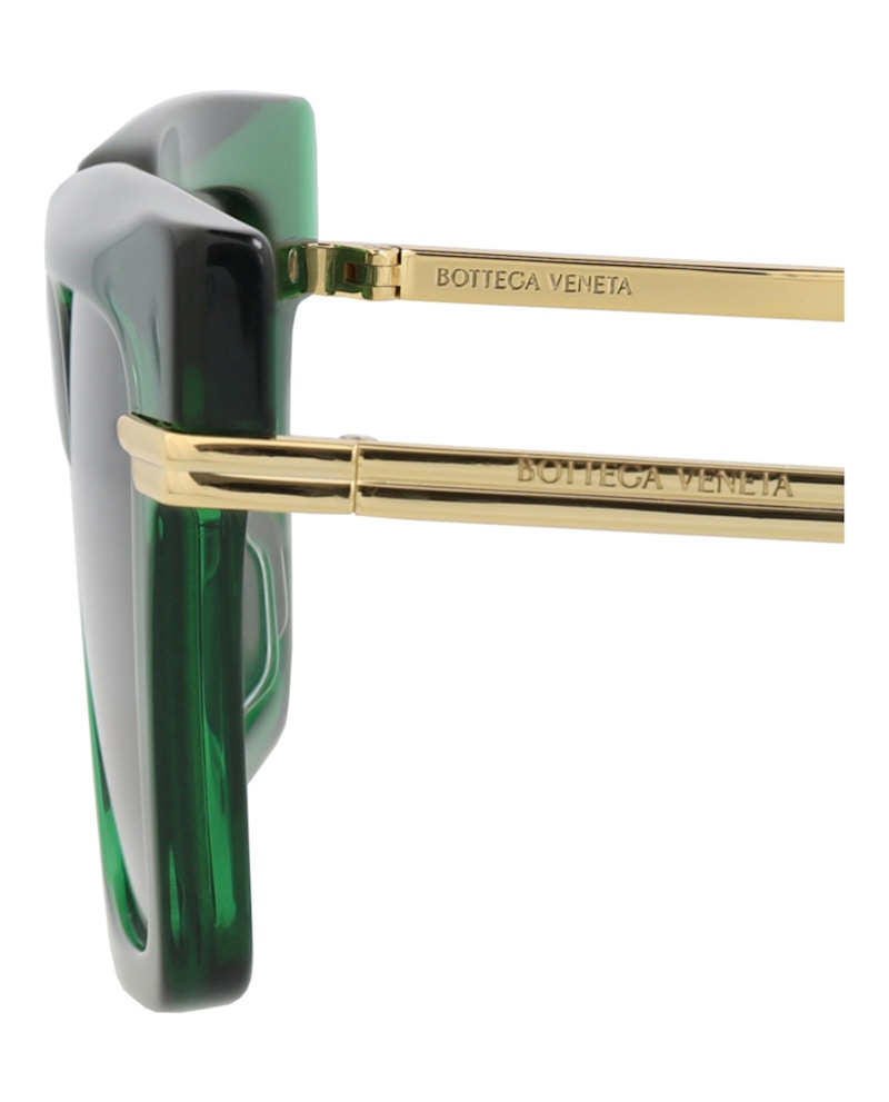 Bottega Veneta Square-Frame Recycled Acetate Sunglasses Green Gold Green (BV1242S-30014295-003)