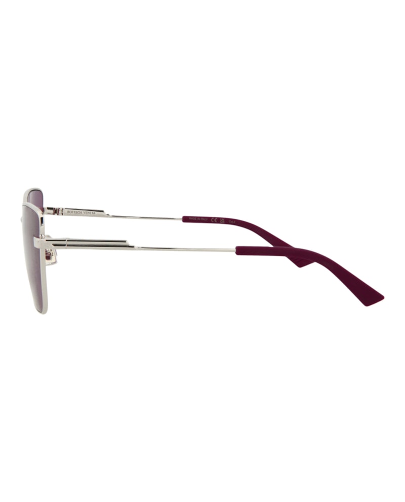 Bottega Veneta Square Sunglasses Silver/Silver/Violet (BV1195S-30013684-003)