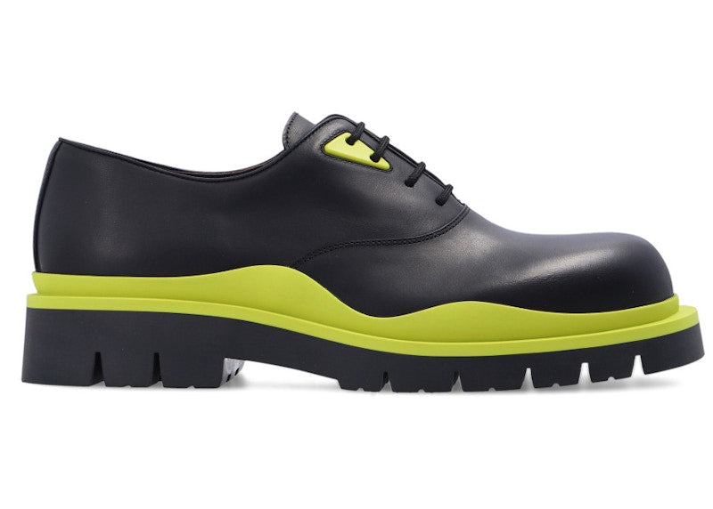 Bottega Veneta Tire Lace Up Leather Shoe Black Kiwi