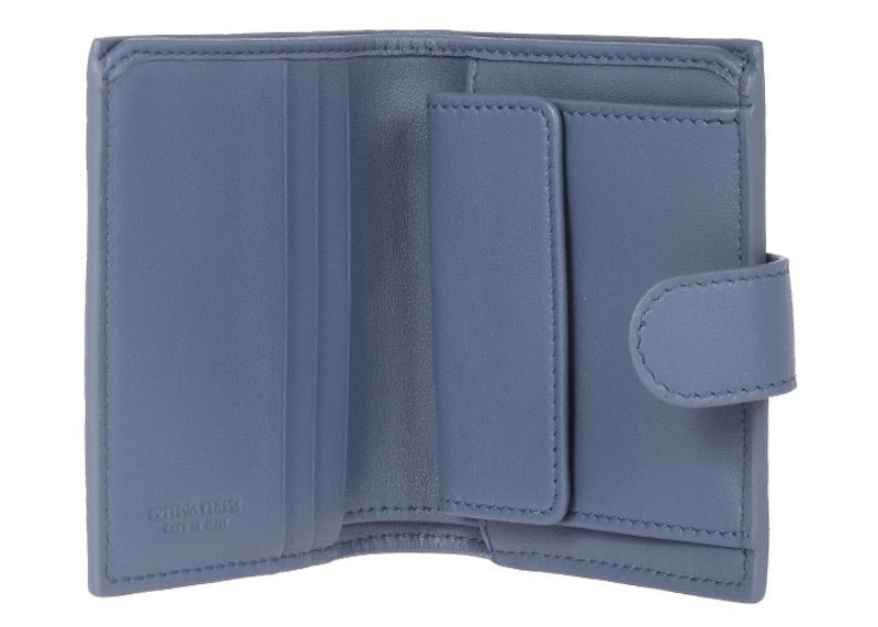 Bottega Veneta Tourmaline Wallet Nappa Intrecciato Lambskin Mini Dark Blue