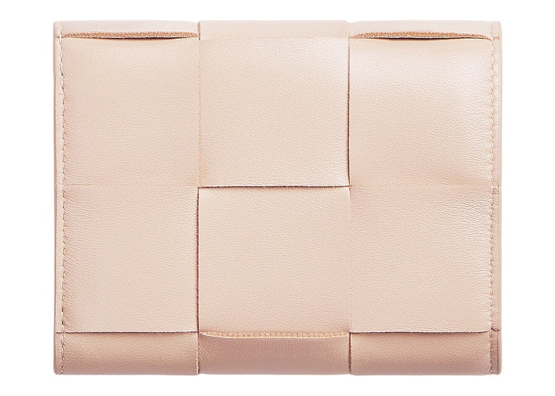Bottega Veneta Tri-Fold Zip Wallet Intreccio Melon Washed