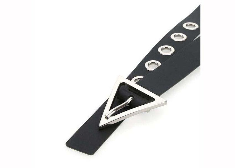 Bottega Veneta Triangle Logo Buckle Rubber Belt Black
