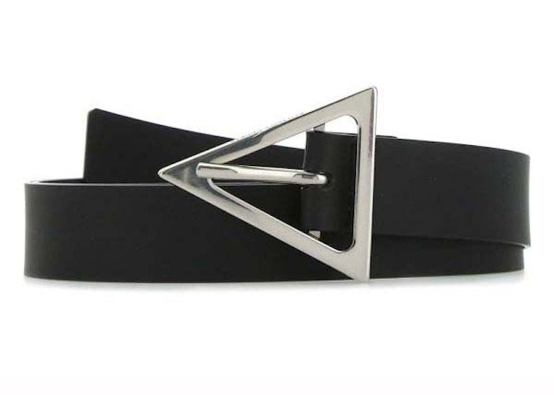 Bottega Veneta Triangle Logo Buckle Rubber Belt Black