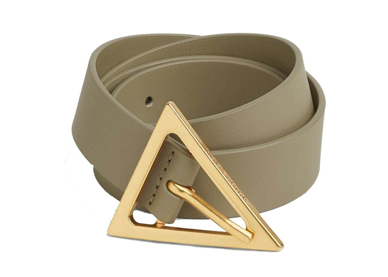 Bottega Veneta Triangular Buckle Belt Taupe/Gold