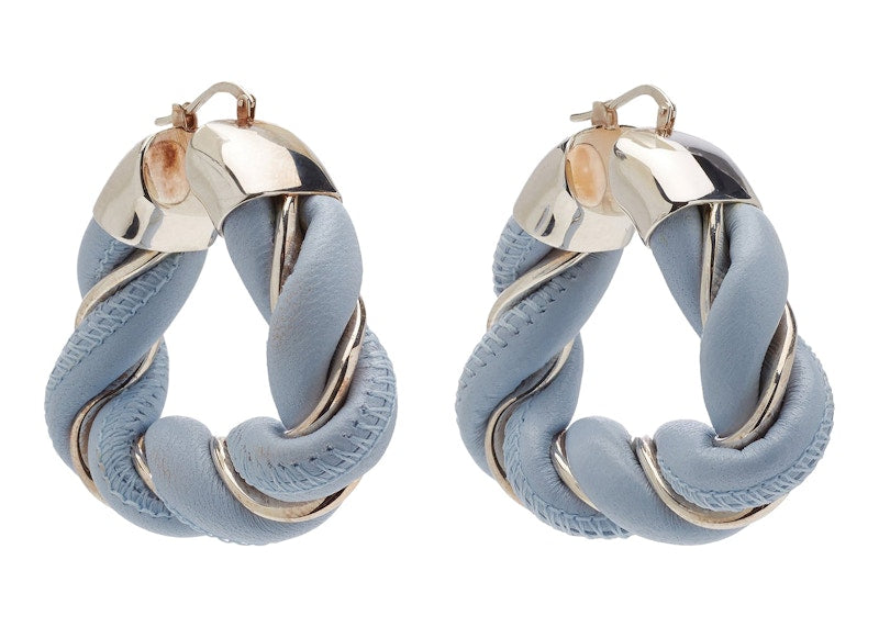 Bottega Veneta Twist Triangle Creoles Earrings Blue/Silver