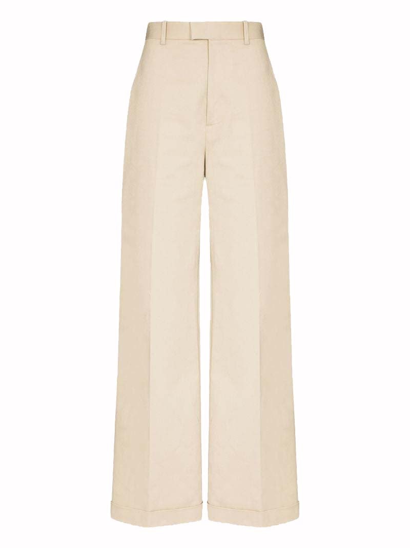 Bottega Veneta Wide Leg with Turn-Up Cuffs Trousers Cream
